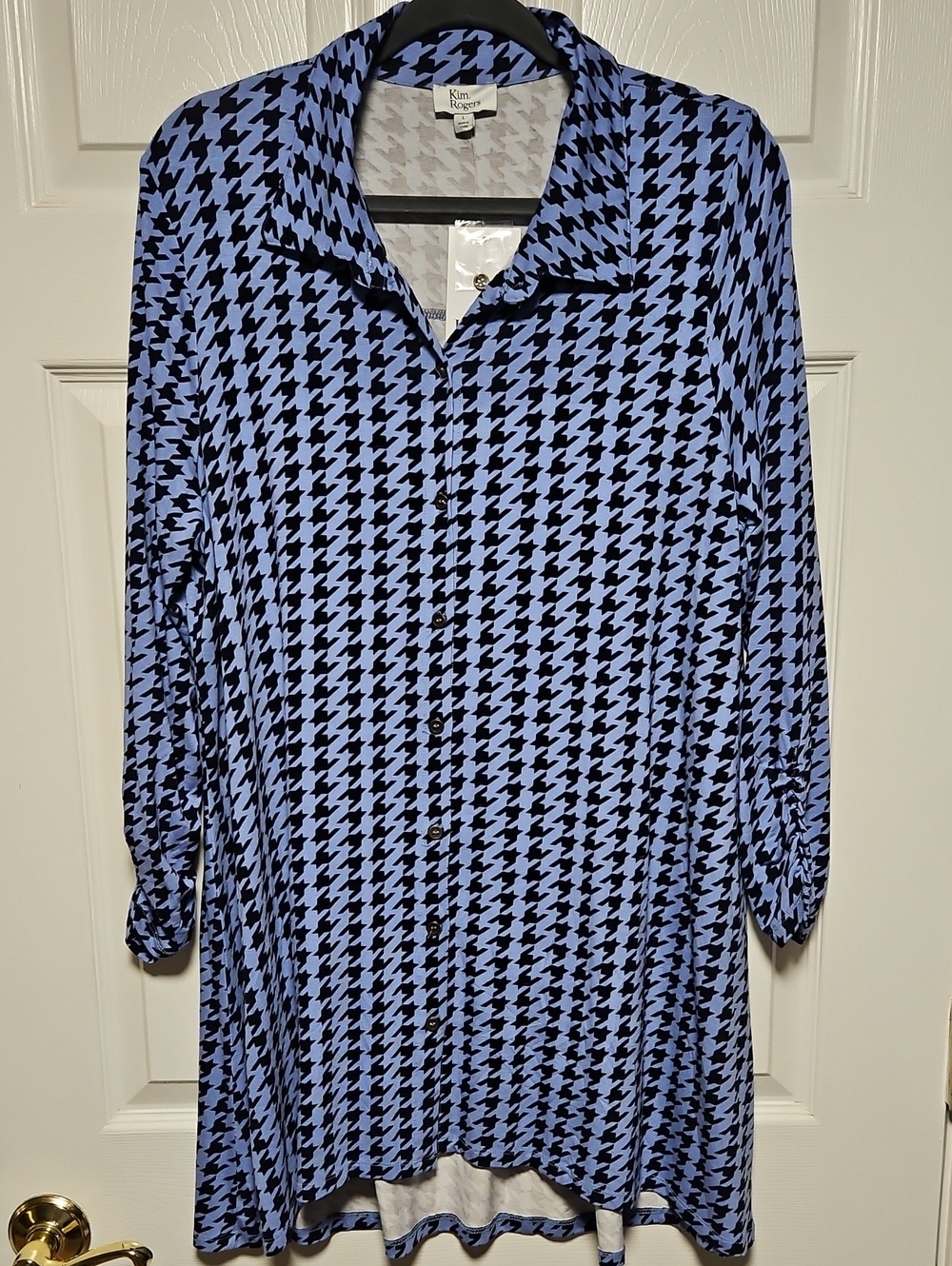 Kim Rogers Houndstooth Button-Down Tunic